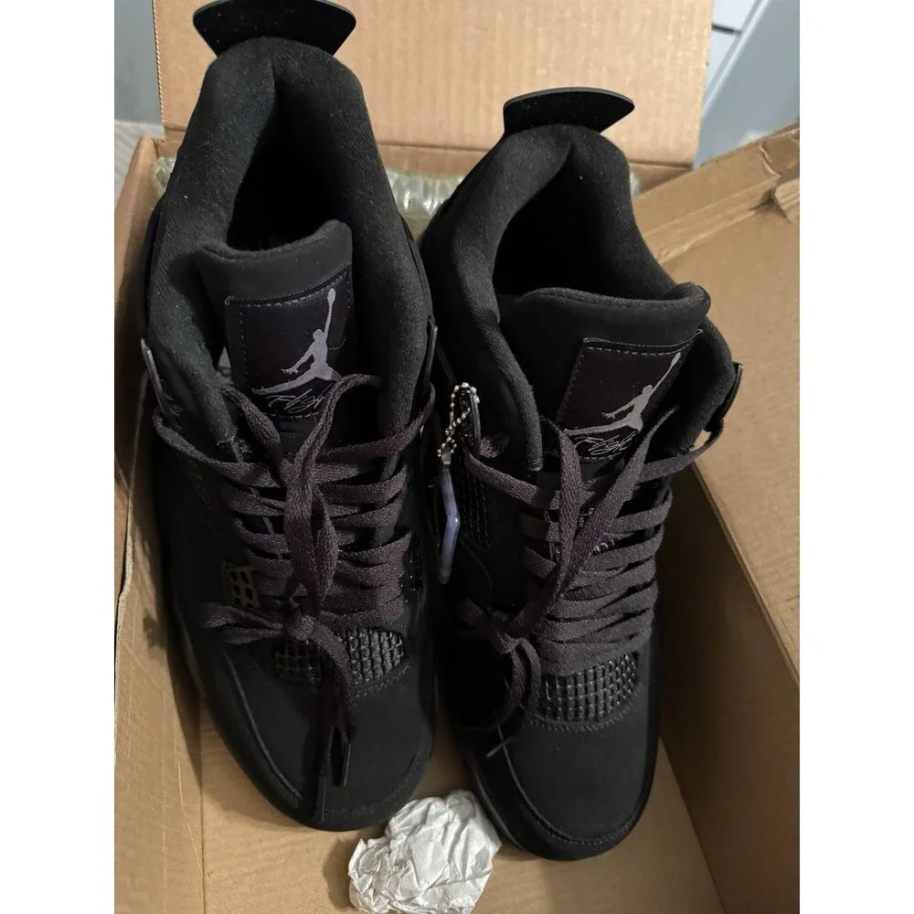 Jordan Air Jordan 4 Mid Top Basketball Sneakers Black Lace-Up Men's